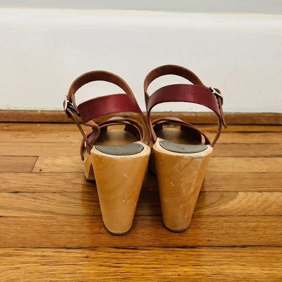 Swedish Hasbeen Merci Strap Clog Sandal In Bordeaux  Burgundy Size 38 Size 7.5 - Picture 3 of 7